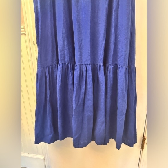 Cynthia Rowley Blue Linen Blend Ruffle Details Tier Maxi Dress~ L - Picture 5 of 14